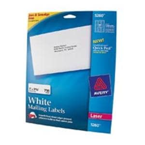 Avery White Laser 5260 Address Labels 1" x 2 5/8" Box Of 750 750/Pk