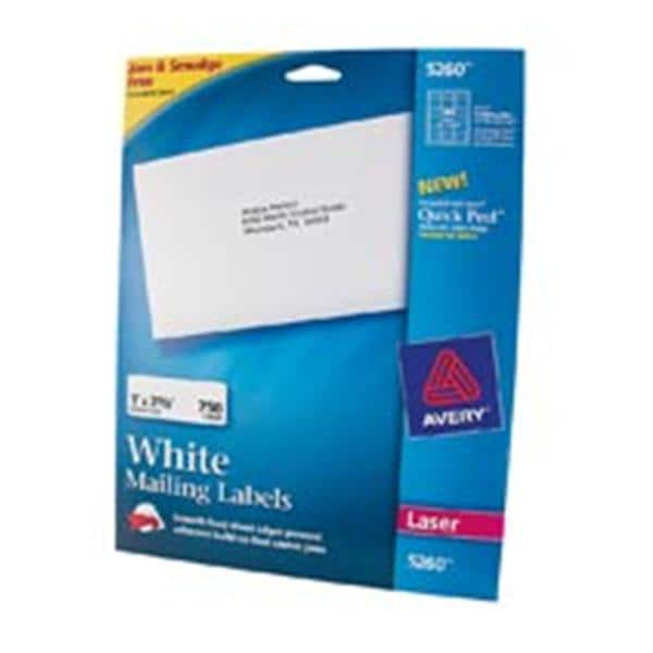 Avery White Laser 5260 Address Labels 1" x 2 5/8" Box Of 750 750/Pk