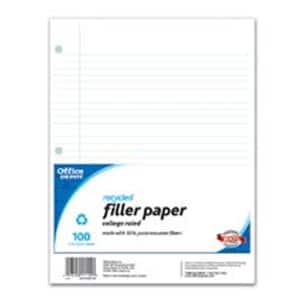 Notebook Filler Paper 3-Hole Punched 11 in x 8.5 in 100 Sheets 100/Pk