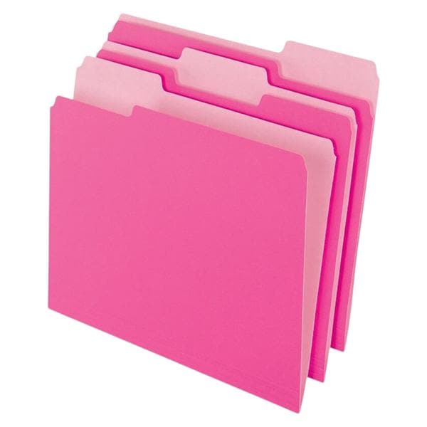 Pendaflex 2-Tone Color Folders 1/3 Cut Letter Size Pink 100/Pack 100/Bx