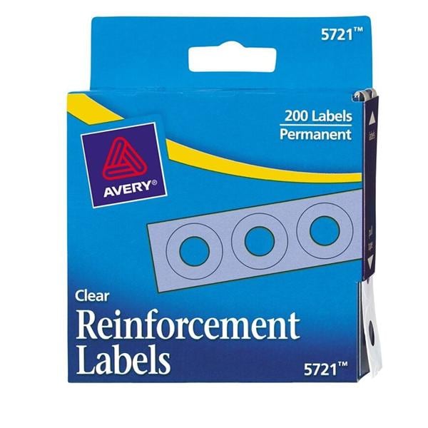 Avery Permanent Self-Adhesive Reinforcement Labels Clear 200/Pack 200