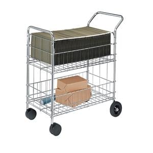 Fellowes Chrome Mail Cart 150 Lb Capacity 1/PK