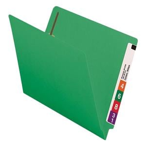 End-Tab Folder w/ Fasteners Letter Size Green 50/Pack 50/Bx