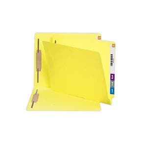 End-Tab Folder w/ Fasteners Letter Size Yellow 50/Pack 50/Bx