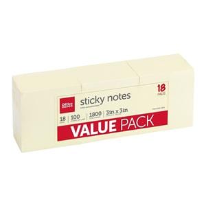 Self-Stick Notes 3 in x 3 in Yellow 100 Sheets/Pad 18/Pk