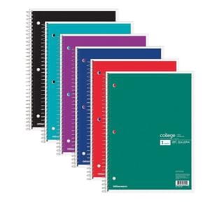 Wirebound Notebook 1 Subject College Ruled Assorted 8.5"x11