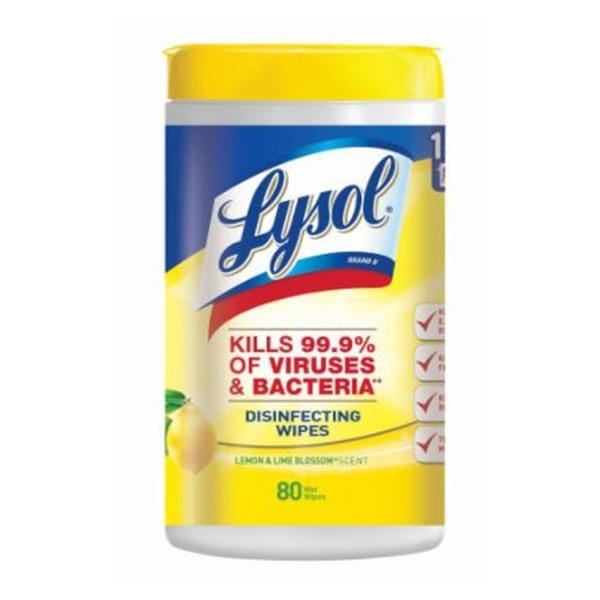 Lysol Disinfecting Wipes Lemon & Lime Blossom Scent Tub Of 80 80/Pk