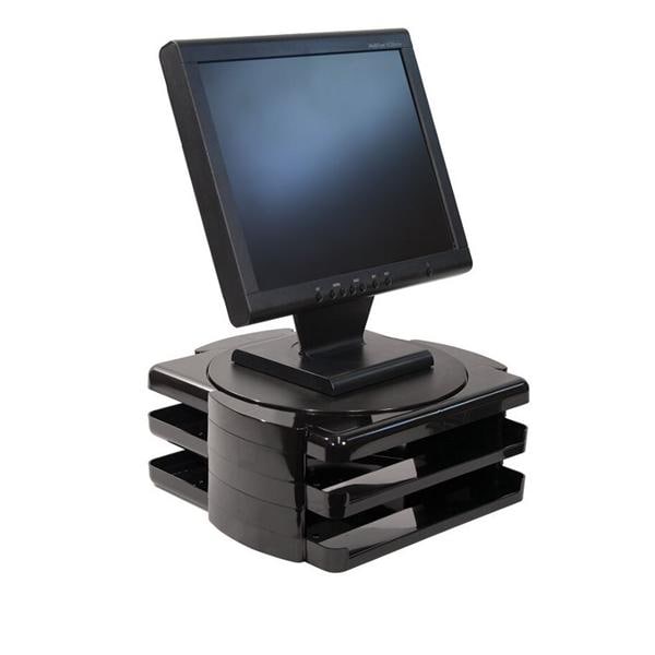 Essential Elements Monitor Stand With 2 Letter-Size Trays Black Ea