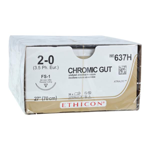 Catgut Suture 2-0 1x27" Chromic Gut Monofilament FS-1 Brown 36/Bx