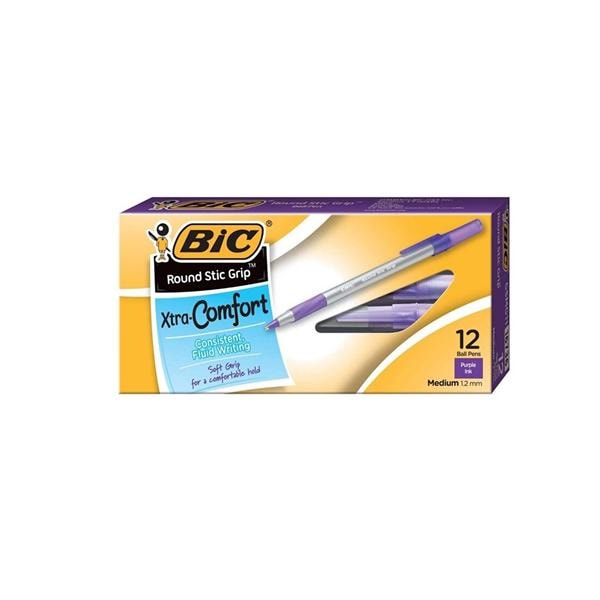 BIC Grip BallPt Pen Medium Point 1.2 mm Purple 12/Pack 12/Pk