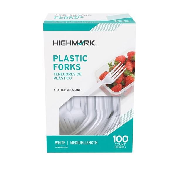 Highmark Medium-Length Polystyrene Forks 100/Pack 100/Pk