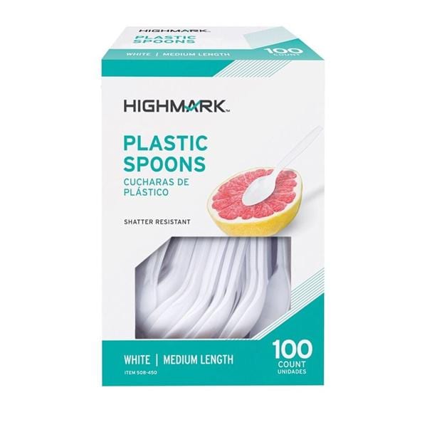Highmark Medium-Length Polystyrene Spoons 100/Pk