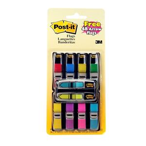 Post-it Flags Asst 35 Flags/Pad 8/Pack + 2 Add Arrow Flag Pad Ea