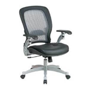 AirGrid High-Back Leather Chair Platinum Frame Black Leather 44x27.5 Ea