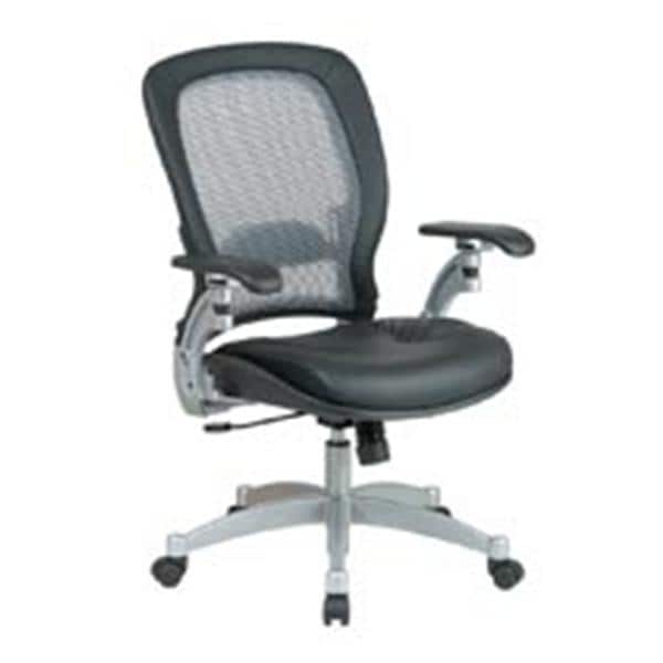 AirGrid High-Back Leather Chair Platinum Frame Black Leather 44x27.5 Ea