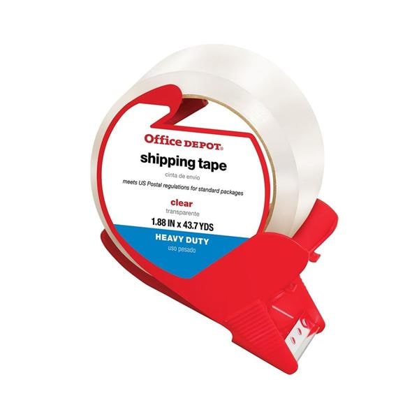 Heavy-Duty Shipping Tape With Dispenser 1.89 in x 43.7 Yd Clear Ea