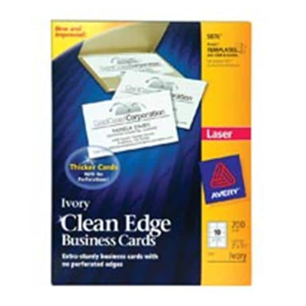 2-Sided Clean Edge Business Cards 2 in x 3.5 in Ivory 200/Pack 200/Bx