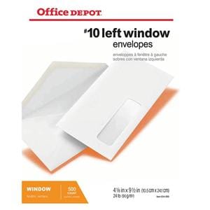 Envelope Window Bottom Left #10 4.125 in x 9.5 in White 500/Box 500/Bx