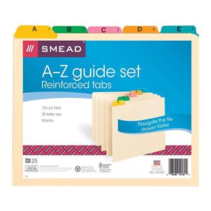 Manila A-Z File Guide Color Tabs Letter Size Manila 25/Pack 25/Set