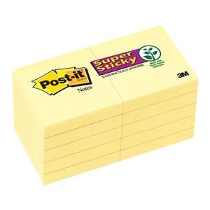 Post-it 1 7/8 in x 1 7/8 in Super Sticky Note 90 Notes/Pad 10Pack 10/Pk