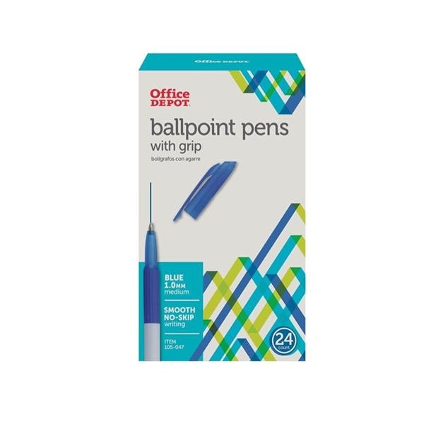 Grip Ballpoint Pens Medium Point 1.0 mm Blue 24/Pack 24/Pk