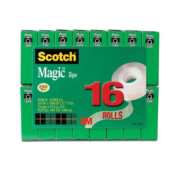 Scotch Magic 810 Tape 3/4 in x 1000 in 16/Pack 16/Pk