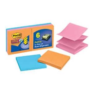 3 in x 3 in Sticky Pop-up Note Electric Glow 90 Sheets/Pad 6/Pk