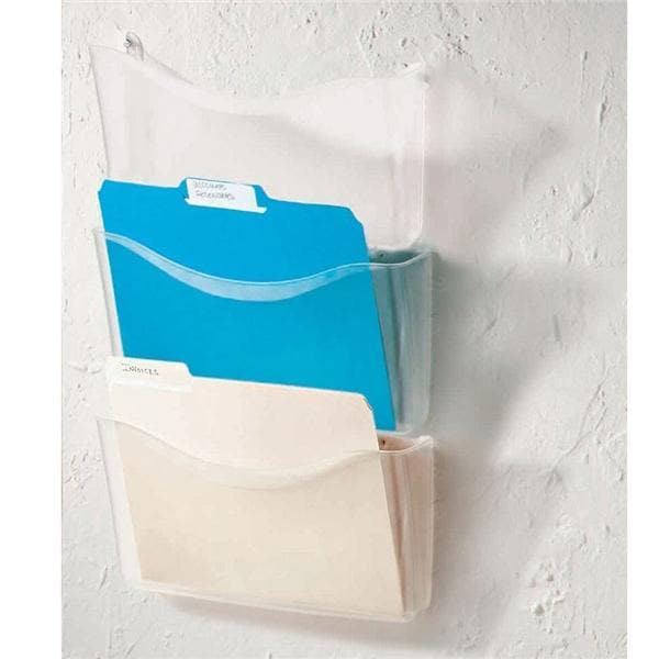Unbreakable 3-Pocket Letter-Size Wall Files Clear 3/Pk