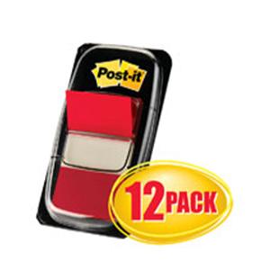 Post-it Flags 1 in x 1 7/10 in Red 50 Flags/Pad 12 Pads/Box 12/Pk