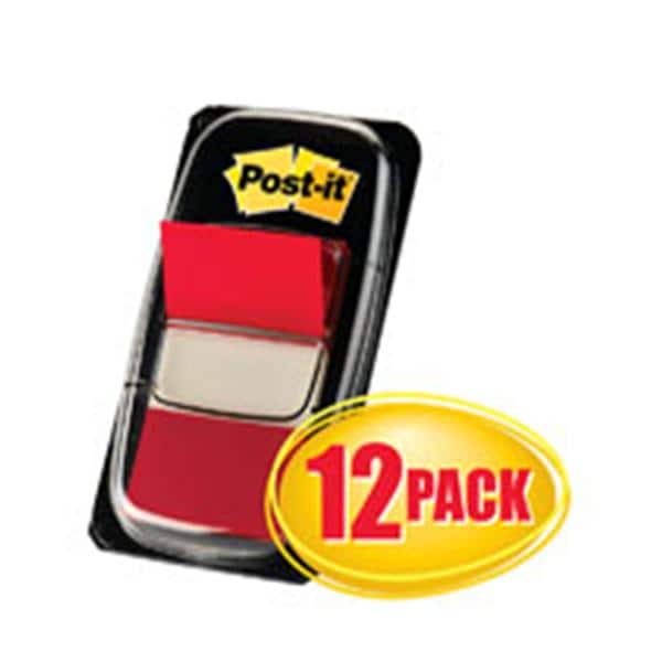 Post-it Flags 1 in x 1 7/10 in Red 50 Flags/Pad 12 Pads/Box 12/Pk