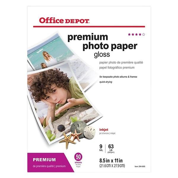 Premium Photo Paper Gloss 8.5 in x 11 in 9 Mil 50/Pack 50/Pk