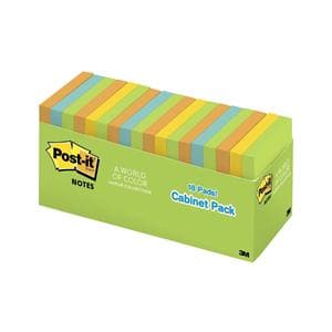 Post-it Notes Jaiper Colors 3 in x 3 in 100 Sheets/Pad 18/Pack 18/Pk