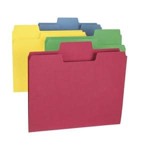 SuperTab File Folder Letter Size 1/3 Cut Assorted Colors 100/Box 100/Pk