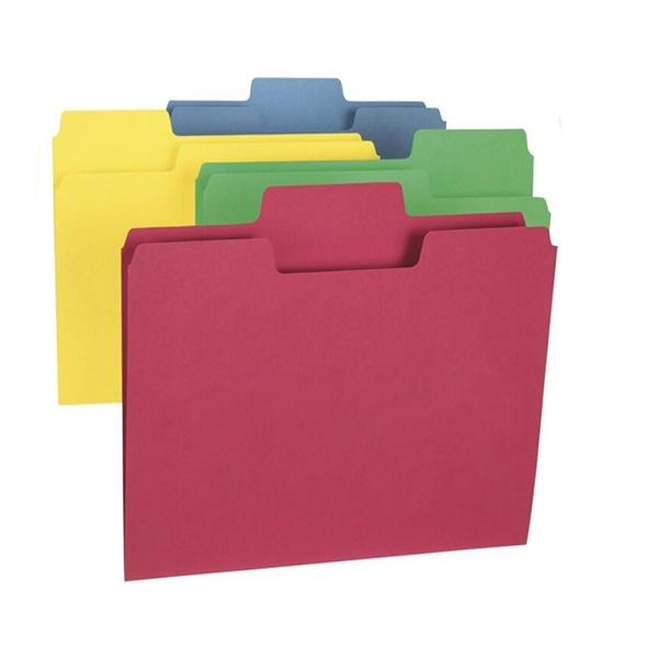 SuperTab File Folder Letter Size 1/3 Cut Assorted Colors 100/Box 100/Pk