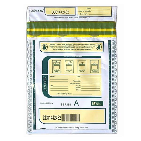 Tamper-Evident Deposit Bags 9 in x 12 in White 100/Pack 100/Pk