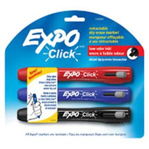 EXPO Click Dry-Erase Markers Chisel Tip Assorted 3/Pack 3/Pk