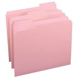 Smead Color File Folders Letter Size 1/3 Cut Pink 100/Box 100/Bx