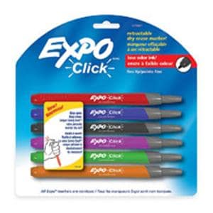 EXPO Click Fine-Point Dry-Erase Markers Assorted 6/Pack 6/Pk