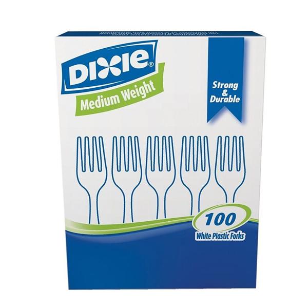 Dixie Medium-Weight Plastic Boxed Forks White 100/Bx