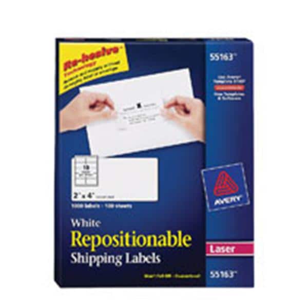 Avery Repositionable White Shipping Labels 2 in x 4 in 1000/Box 1000/Bx