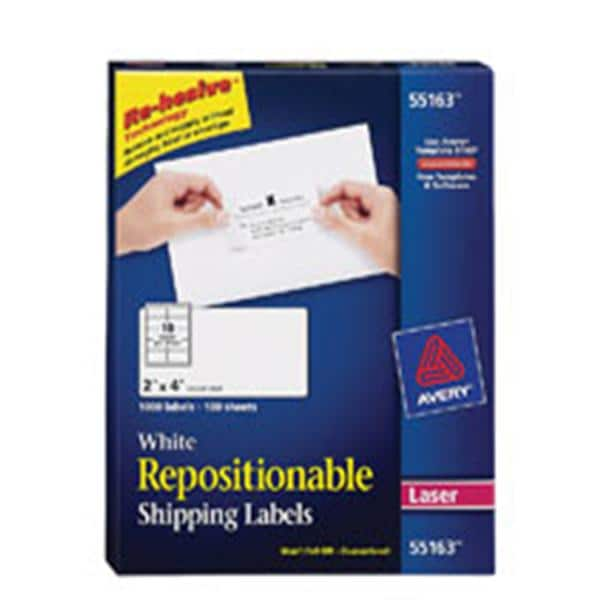 Avery Repositionable White Shipping Labels 2 in x 4 in 1000/Box 1000/Bx