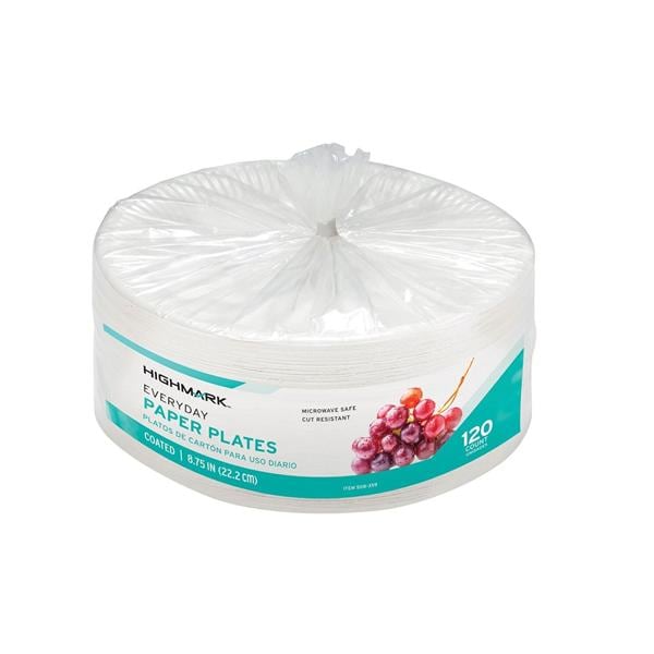Highmark Everyday 8.75" in White Paper Plates 120/Pk