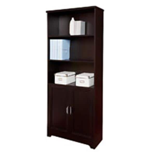 Magellan Collection 5-Shelf Bookcase With Doors Espresso Ea
