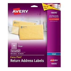 Clear Inkjet Return Address Labels 2/3 in x 1 3/4 in 600/Pack 600/Pk