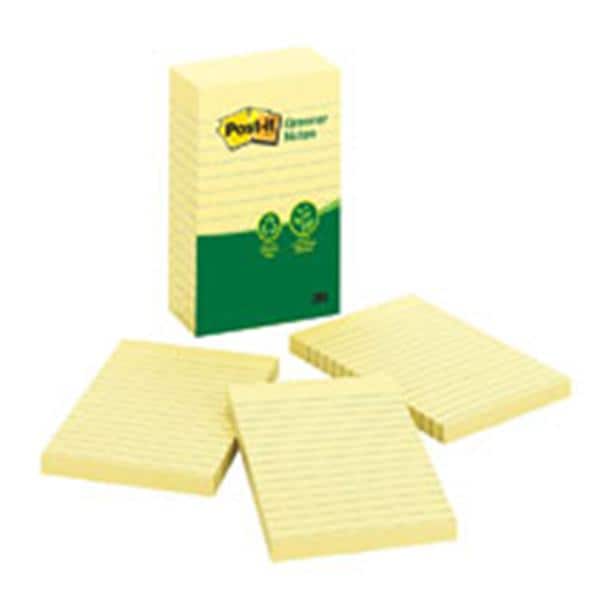 4 in x 6 in Notes Canary Yellow 100 Sheets/Pad 5/Pack 5/Pk