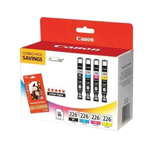 Canon CLI-226 ChromaLife 100+ Black/Color Ink & 50 Sheets Paper Combo/Pk