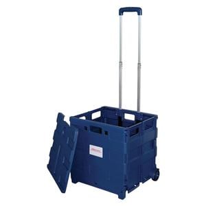 Mobile Folding Cart With Lid 16 in x 18 in x 15 in Blue Ea