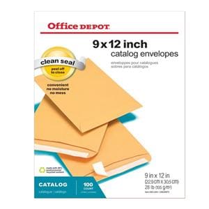 Clean Seal Catalog Envelopes 9 in x 12 in Brown 100/Bx