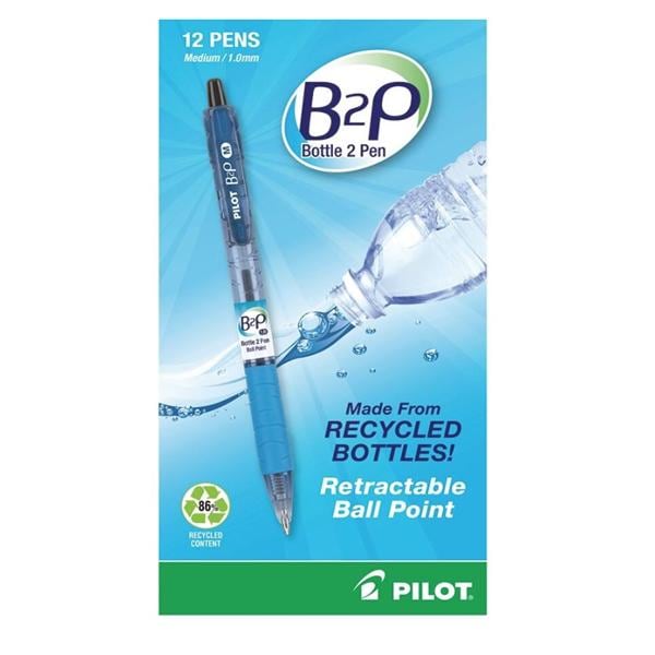 "Bottle To Pen" Ballpoint Pen Medium Point 1.0 mm Black 12/Pack 12/Pk