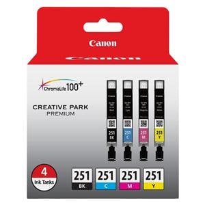 Canon CLI-251 Black/Color Ink Cartridges 4/Pack Ea